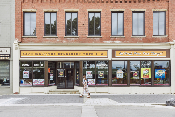 Couple walking downtown in High River