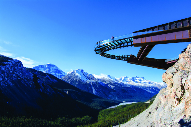 Scenic exterior shot of Brewsters Glacier Skywalk in the Icefields Parkway