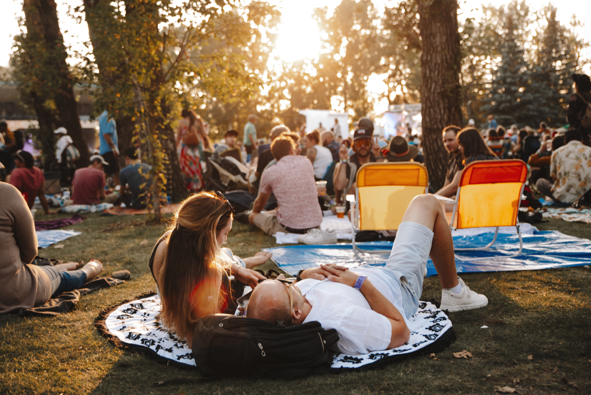 Couple lounging at the Calgary Folk Music Festival
