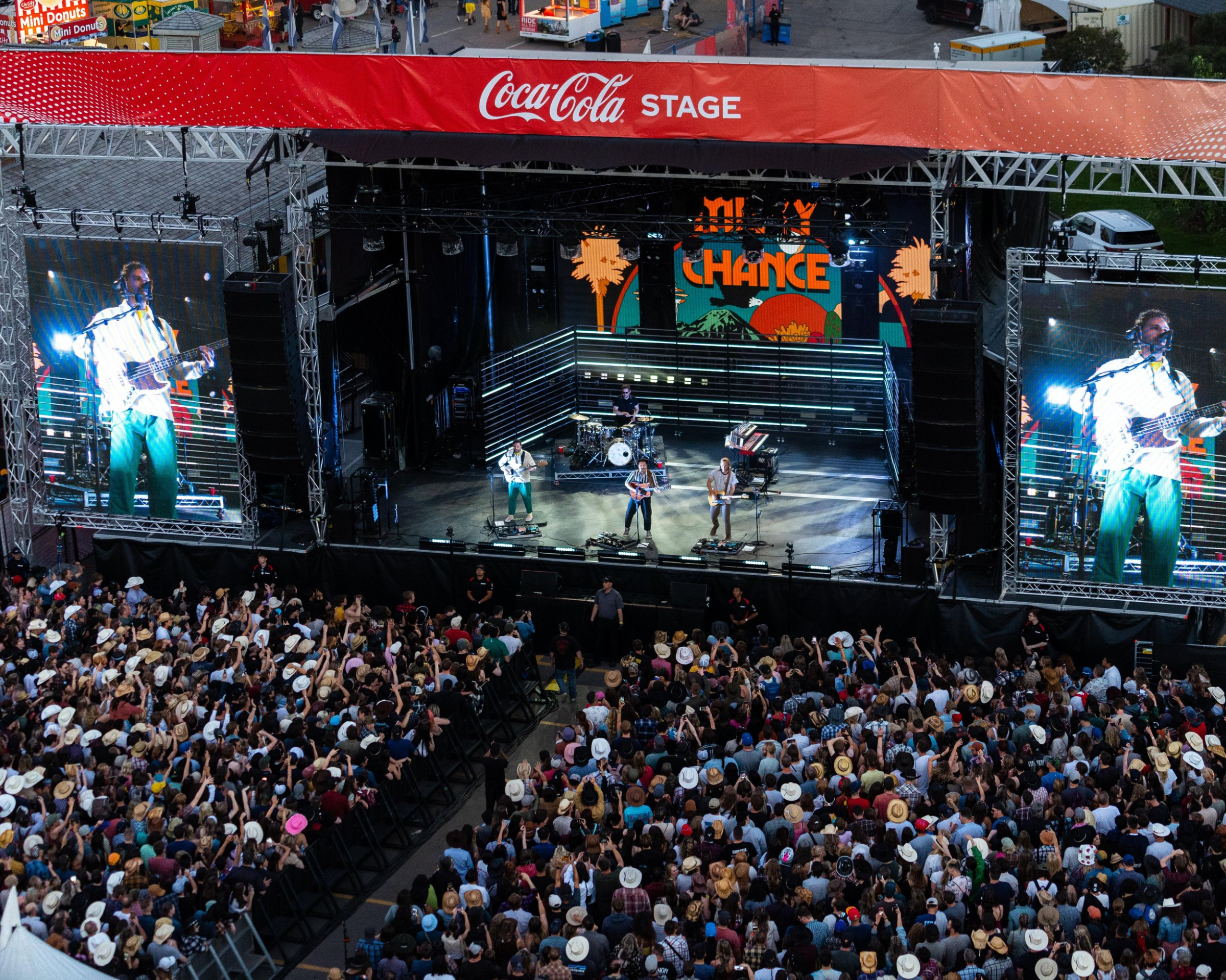 Aerial view of the packed crowd at the coca-cola stage, Milky Chance concert