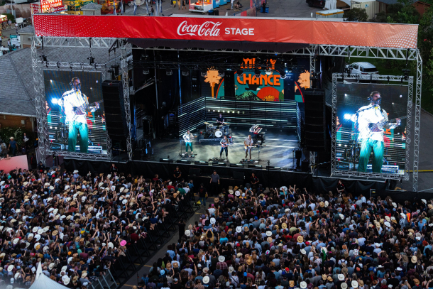 Aerial view of the packed crowd at the coca-cola stage, Milky Chance concert