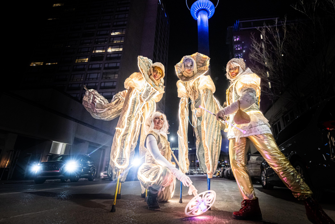 Luminescent Tall Tales Street performers on Stephen Ave