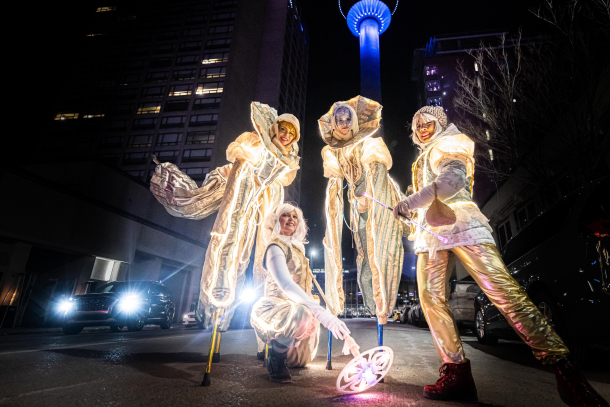 Luminescent Tall Tales Street performers on Stephen Ave