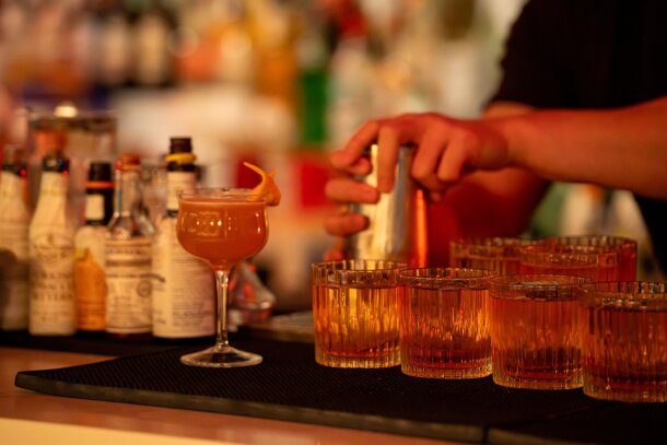 Cocktails on the bar at Paper Lantern.