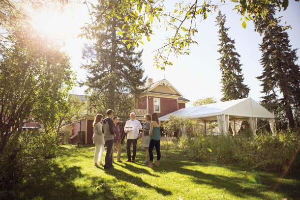 Paul Rogalski showing off the garden at Rouge
