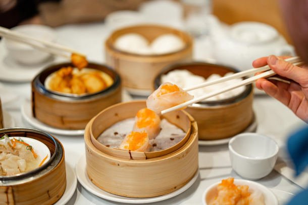 dim sum dishes on a table at Silver Dragon Restaurant