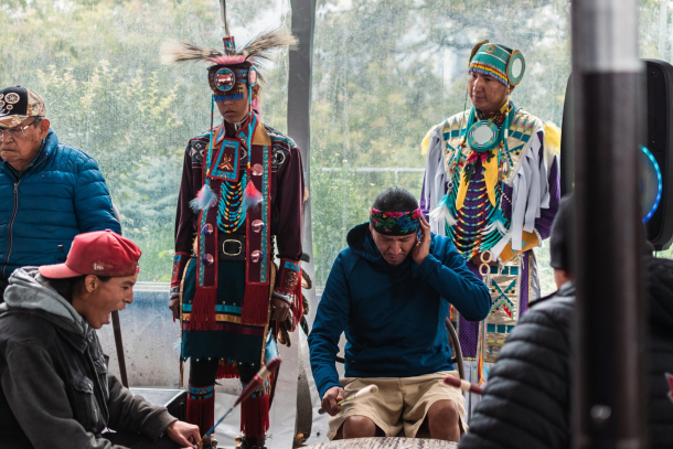 Indigenous drumming at the Deane House during the 2022 Terroir Symposium
