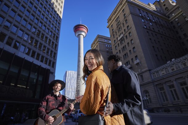Busker by the Calgary Tower