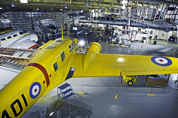 interior of the Hangar Flight museum featuring various airplanes