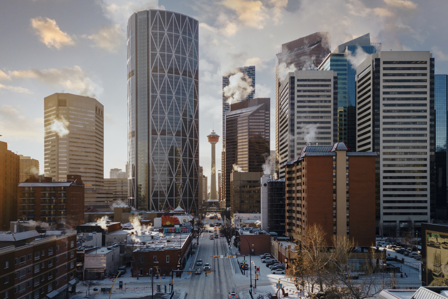Calgary cityscape in the winter