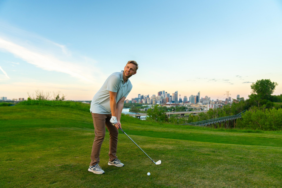 a man playing golf at Shaganappi Point golf course