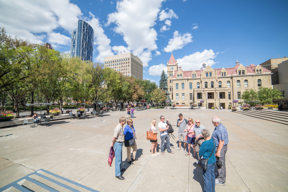 Group tour of Olympic plaza