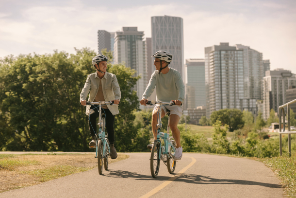 People biking on path in Inglewood