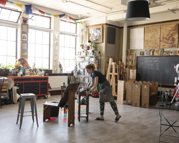 Woman setting up cSPACE