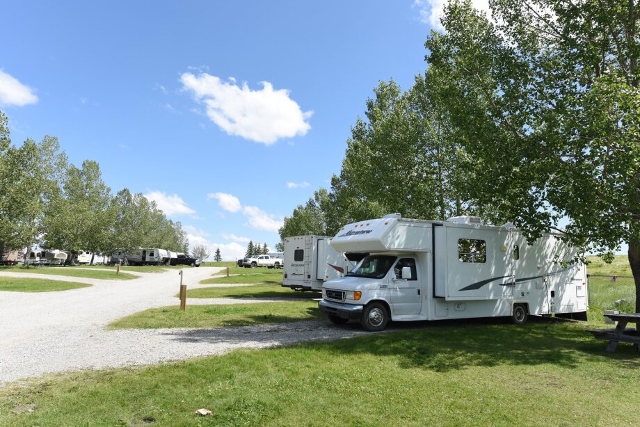 Several RVs parked at the Calaway Park Campground.