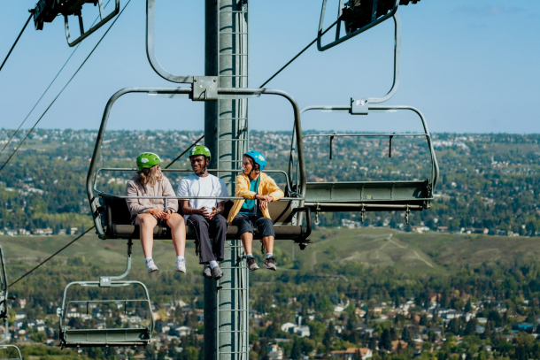 Group of friends enjoying amazing views of Calgary’s skyline