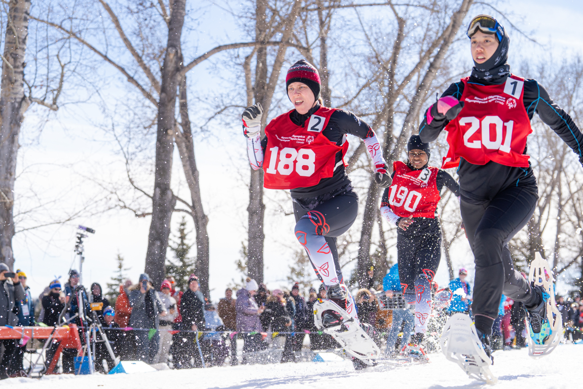 Special Winter Olympics atheletes running