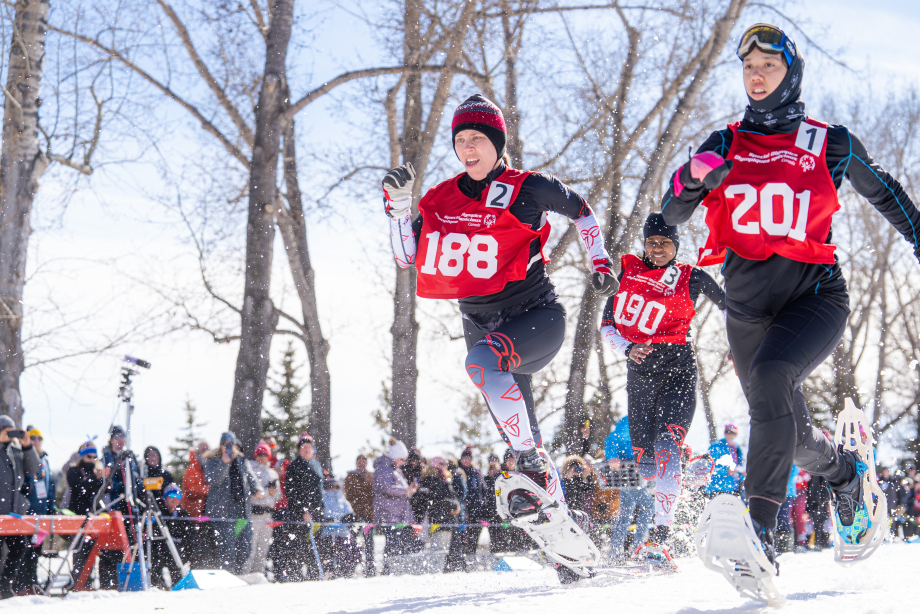 Special Winter Olympics atheletes running