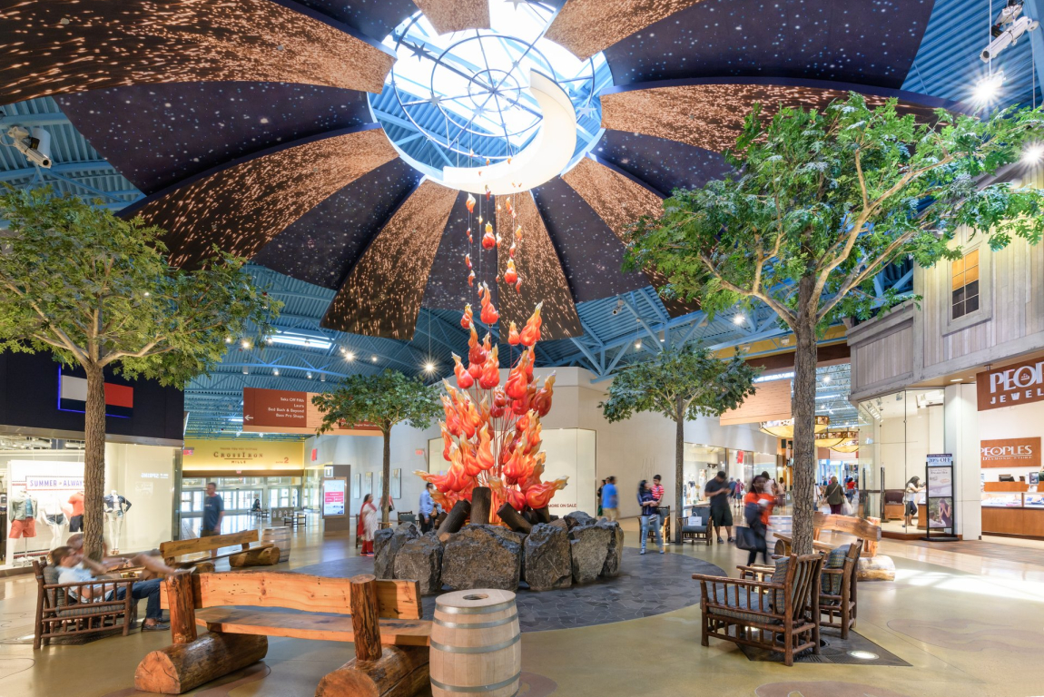 beautiful decorated interior of CrossIron Mills shopping centre