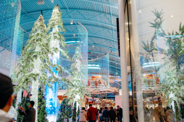 Festive interior of CrossIron Mills