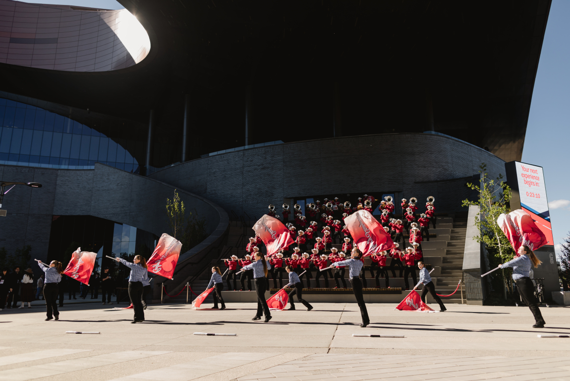 Showband performing in front of the BMO Centre