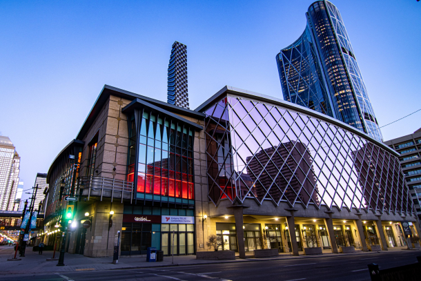 Exterior shot of the Calgary Telus Convention Centre.